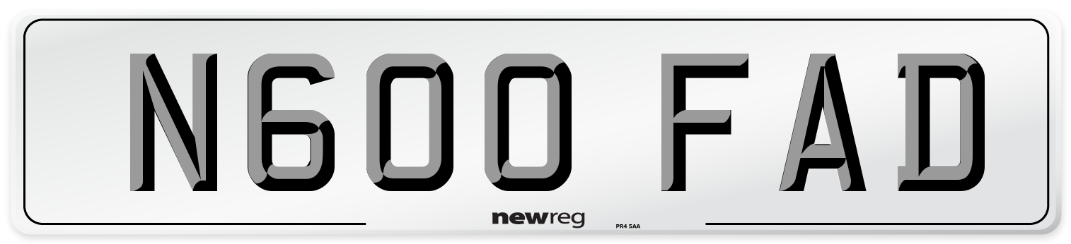N600 FAD Number Plate from New Reg